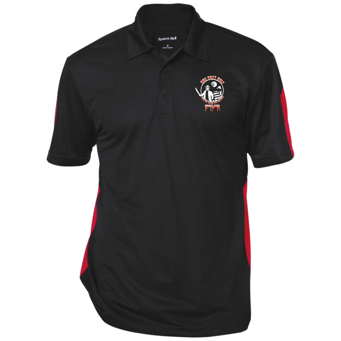 OPG Custom Design #23. Hack N Slice Golf. Freddy and Jason Fan Art. Performance Textured Three-Button Polo