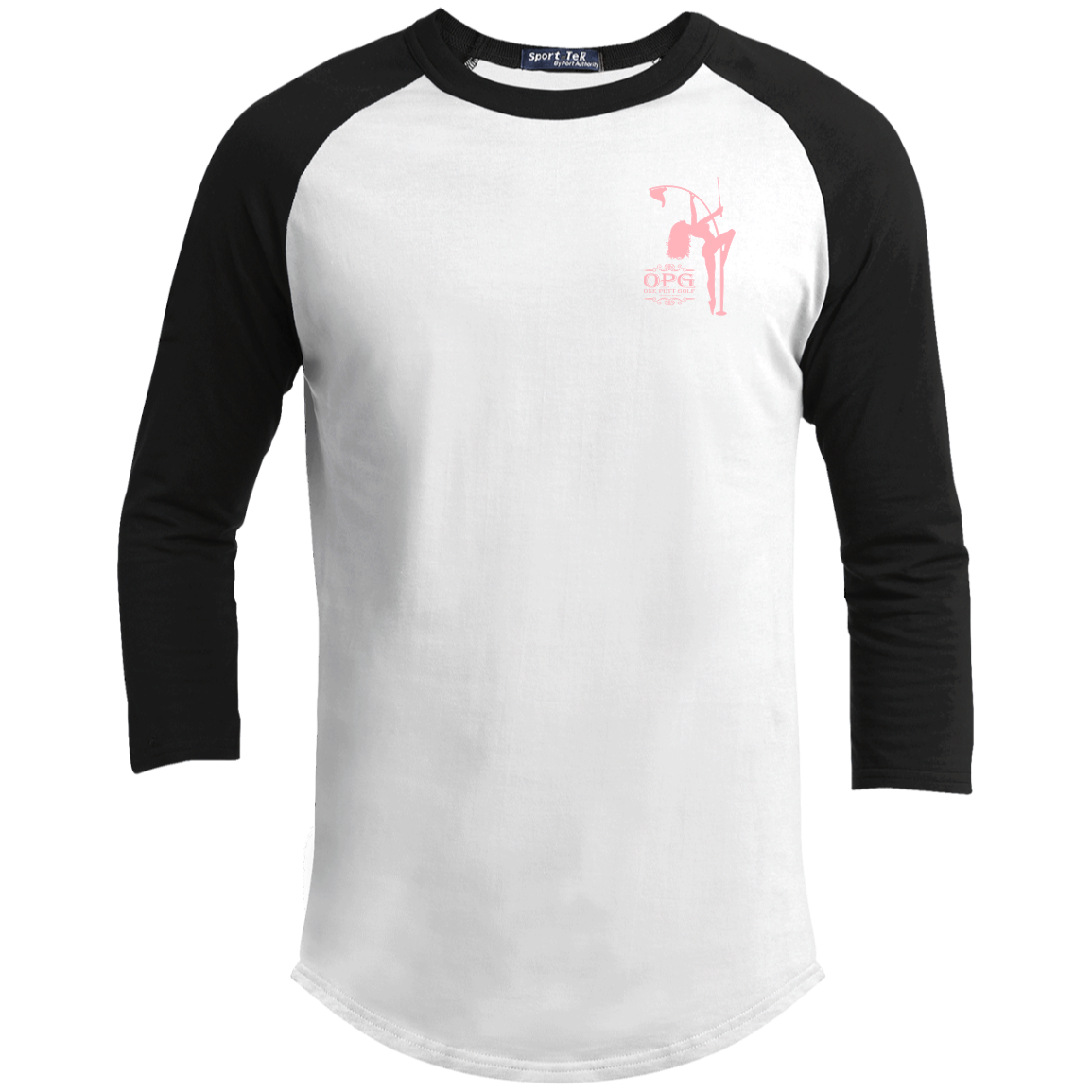 OPG Custom Design #10. Lady on Front / Flag Pole Dancer On Back. Youth 3/4 Raglan Sleeve Shirt