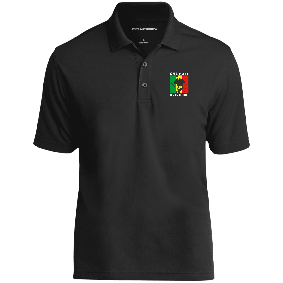 OPG Custom Design #22. One Putt / One Love Parody with Fan Art. Male Edition. Dry Zone UV Micro-Mesh Polo