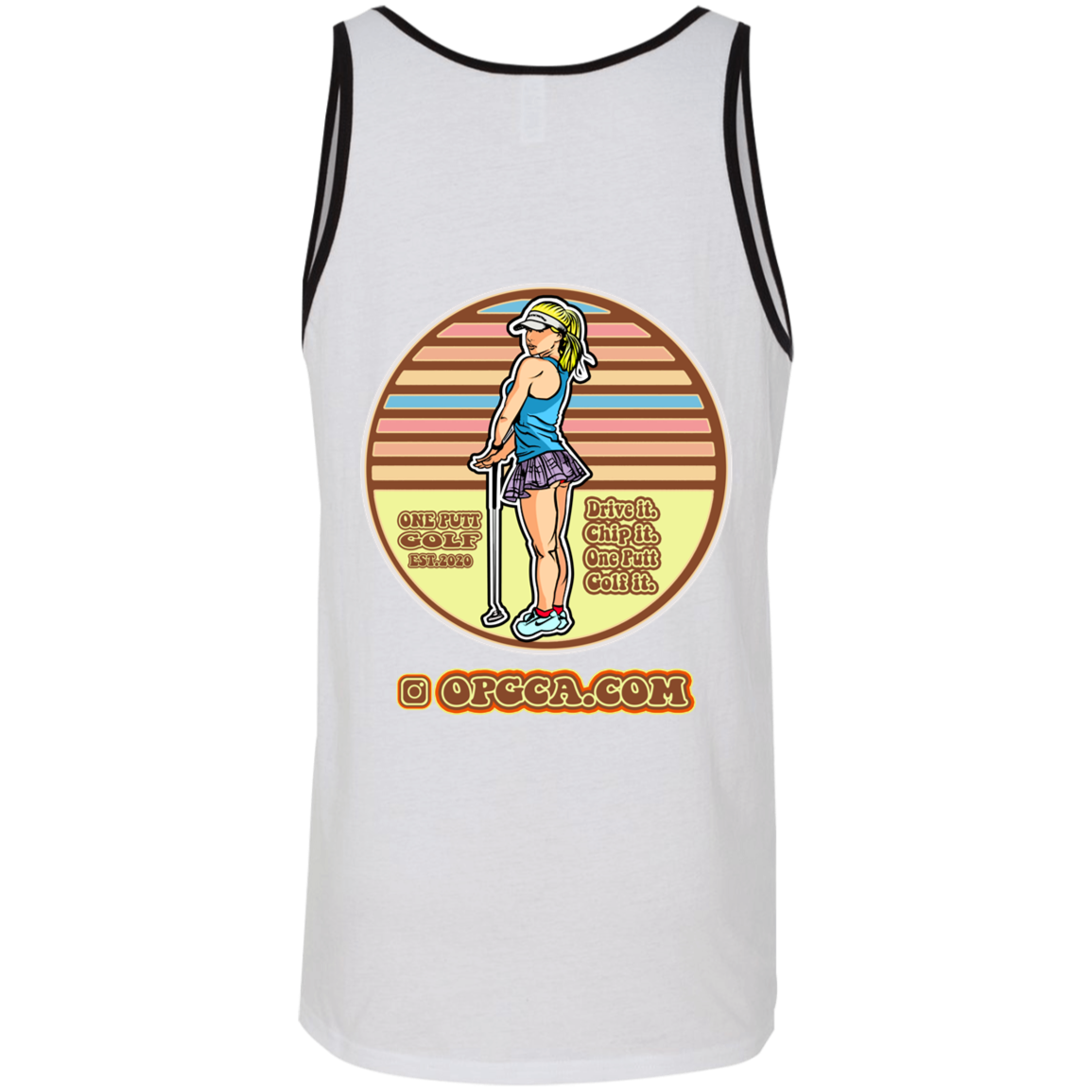 OPG Custom Design #28. Drive it. Chip it. One Putt golf it. Tone Tank 100% Combed and Ringspun Cotton