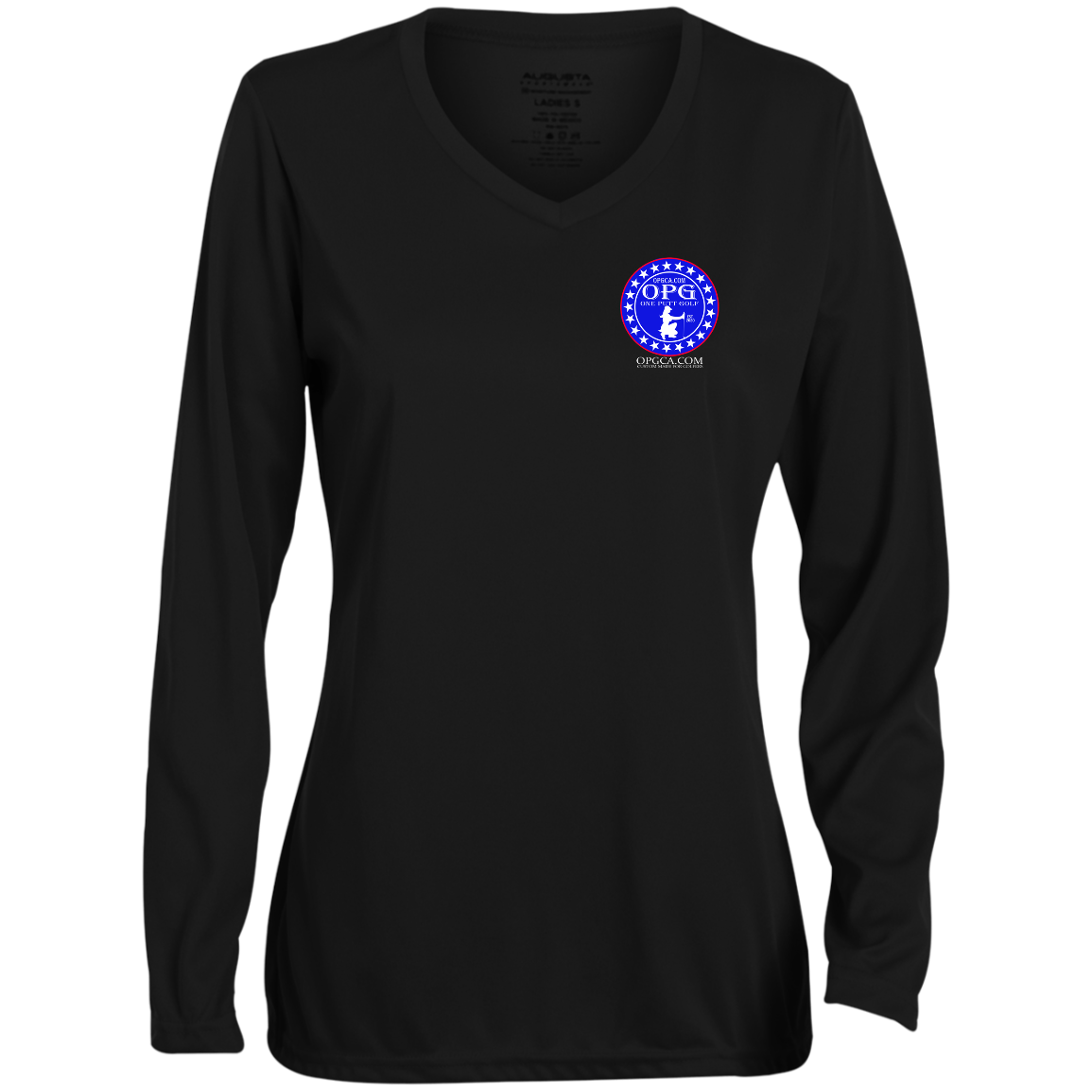 OPG Custom Design #18. Weapons of Grass Destruction. Ladies' Moisture-Wicking Long Sleeve V-Neck Tee