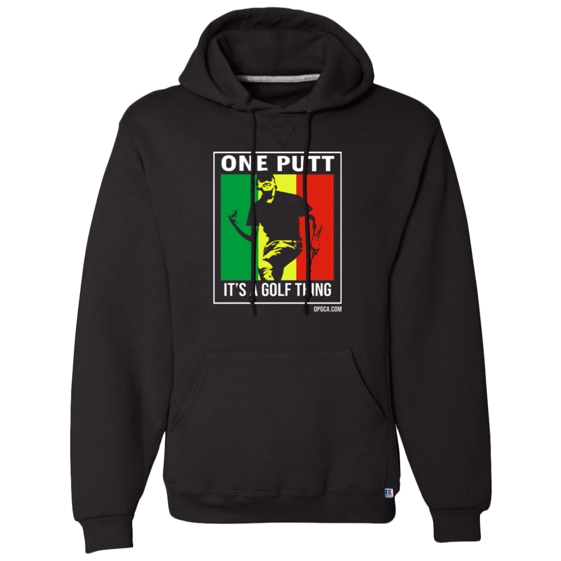 OPG Custom Design #22. One Putt / One Love Parody with Fan Art. Male Edition. Dri-Power Fleece Pullover Hoodie