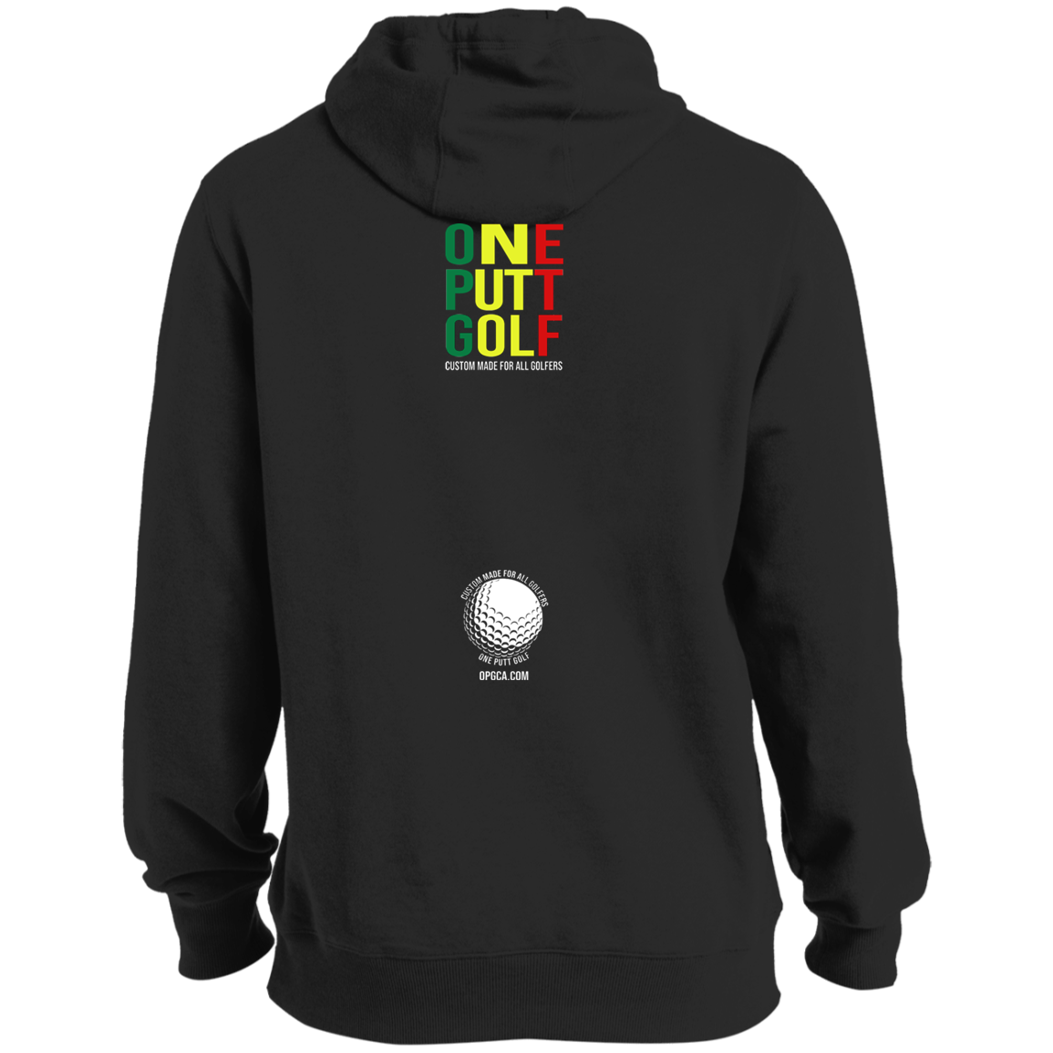 OPG Custom Design #22. One Putt / One Love Parody with Fan Art. Male Edition. Tall Pullover Hoodie