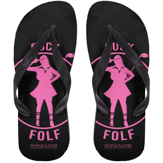 OPG Custom Design #19. GUCK FOLF. Female Edition Adult Flip Flops