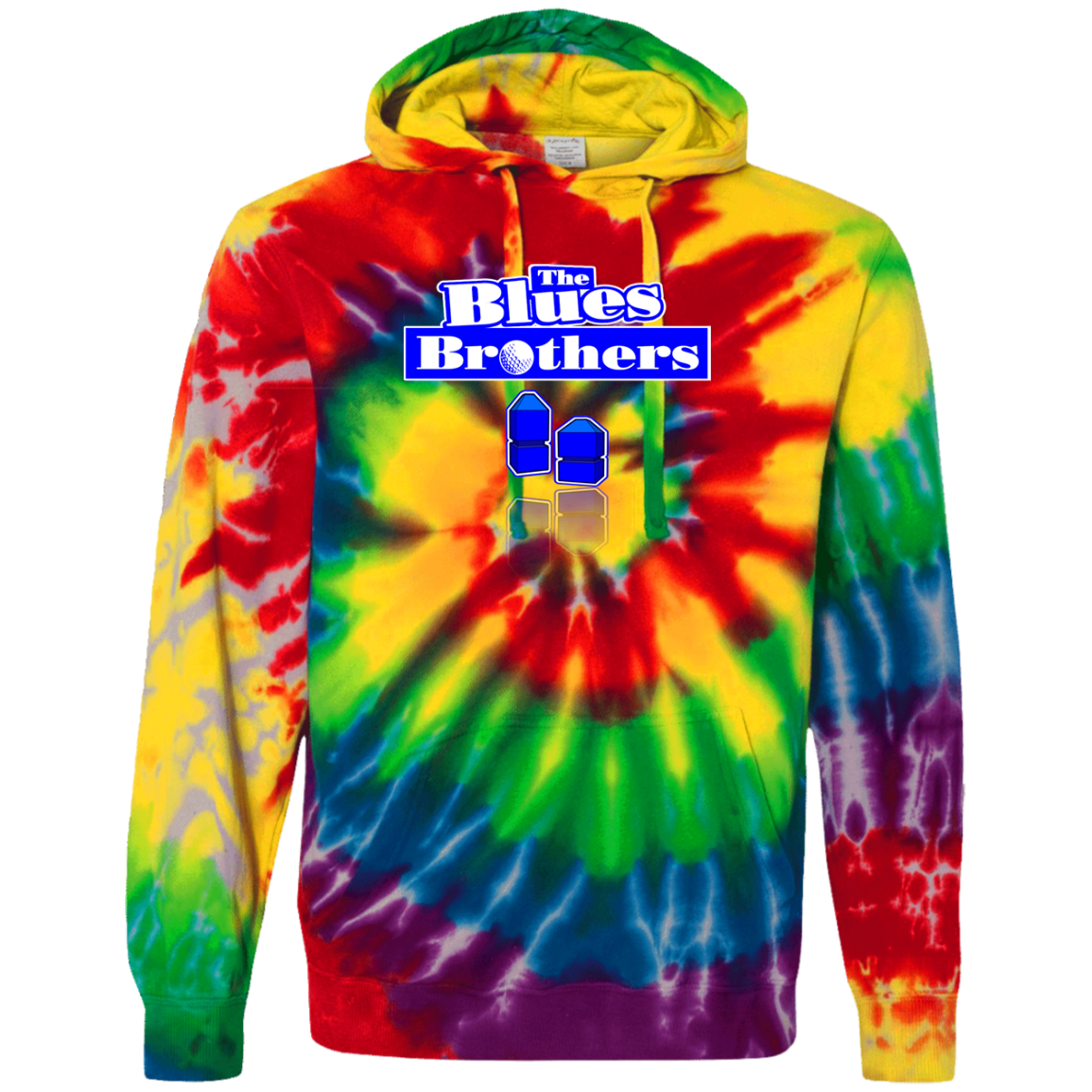 OPG Custom Design #3. Blue Tees Blues Brothers Fan Art. Tie-Dyed Pullover Hoodie