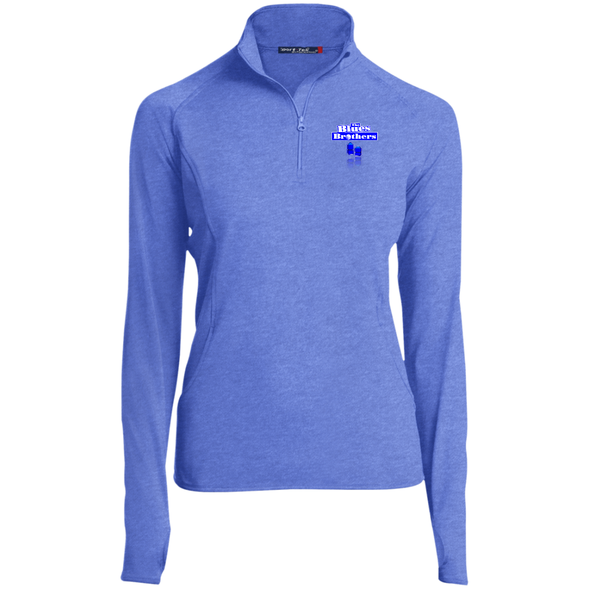 OPG Custom Design #3. Blue Tees Blues Brothers Fan Art. Ladies' 1/2 Zip Performance Pullover