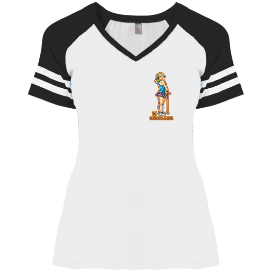 OPG Custom Design #28. Drive it. Chip it. One Putt golf it. Ladies' Game V-Neck T-Shirt