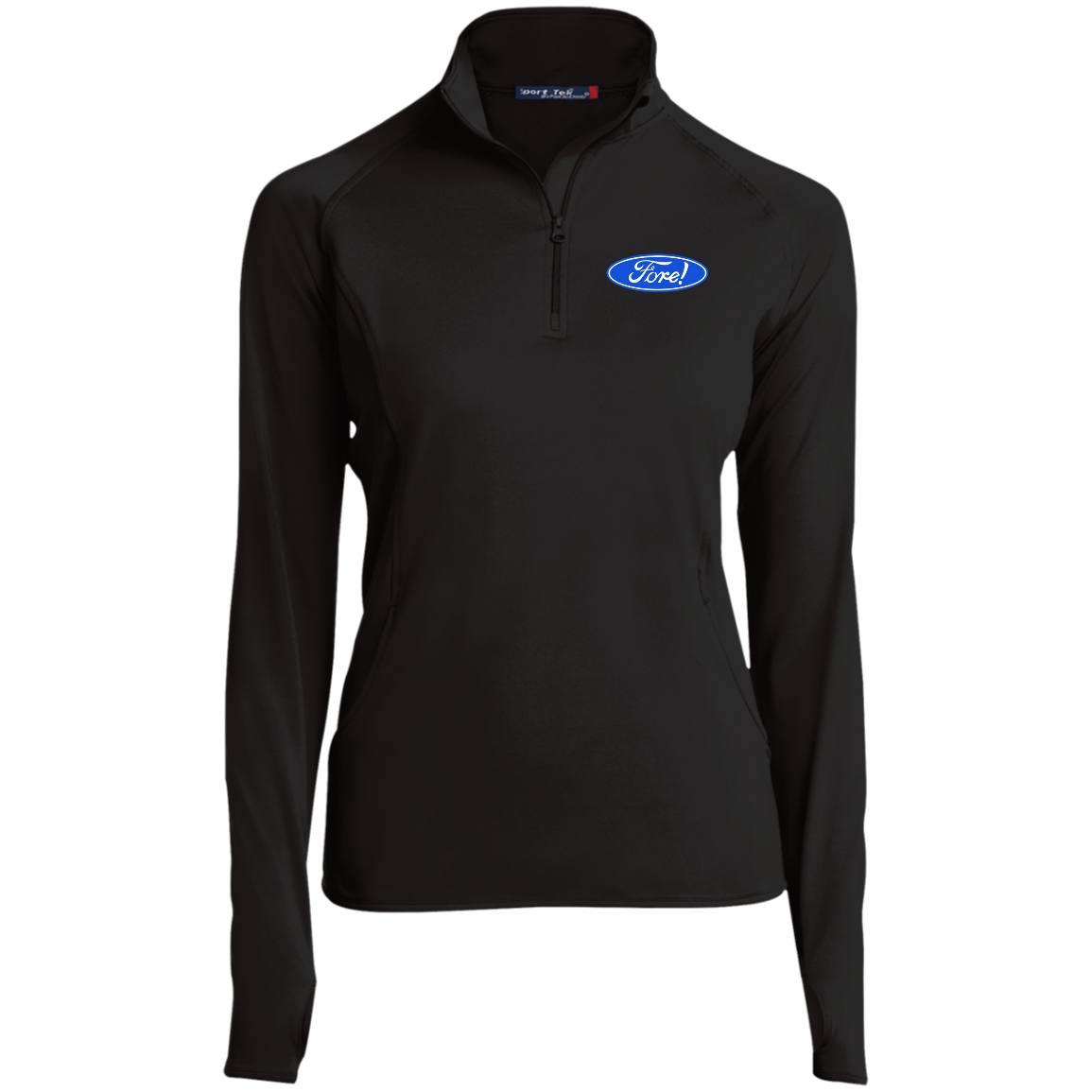 OPG Custom Design #11. Fore! Ford Parody. Ladies' 1/2 Zip Performance Pullover