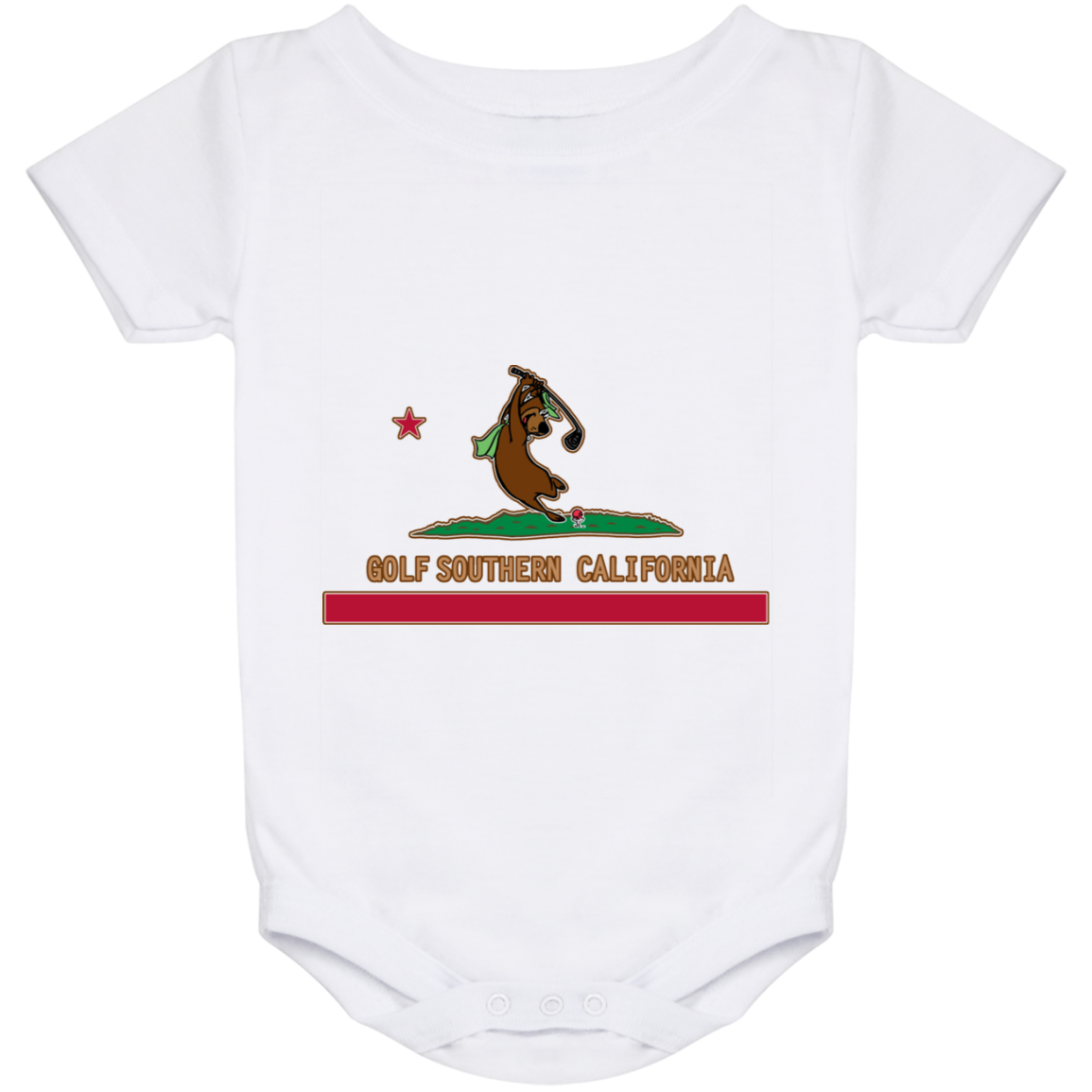 OPG Custom Design #15. Golf Southern California with Yogi Bear Fan Art. Baby Onesie 24 Month