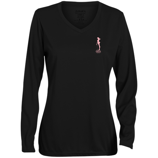 OPG Custom Design #4. I Don't See Noting Wrong With A Little Bump N Run. Ladies' Moisture-Wicking Long Sleeve V-Neck Tee