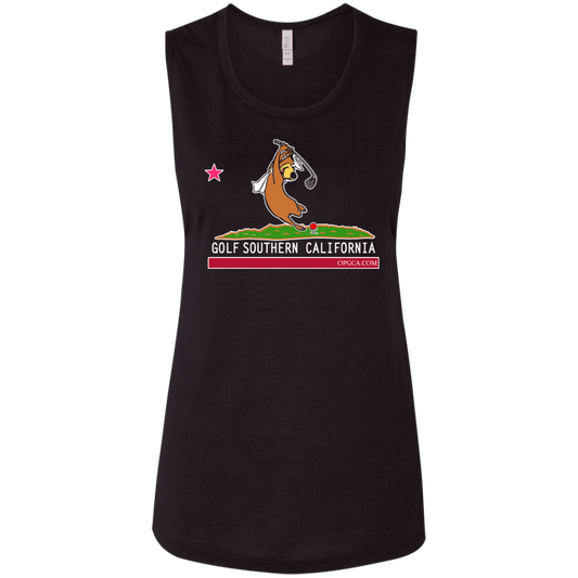 OPG Custom Design #15. Golf Southern California with Yogi Fan Art. Ladies' Flowy Muscle Tank