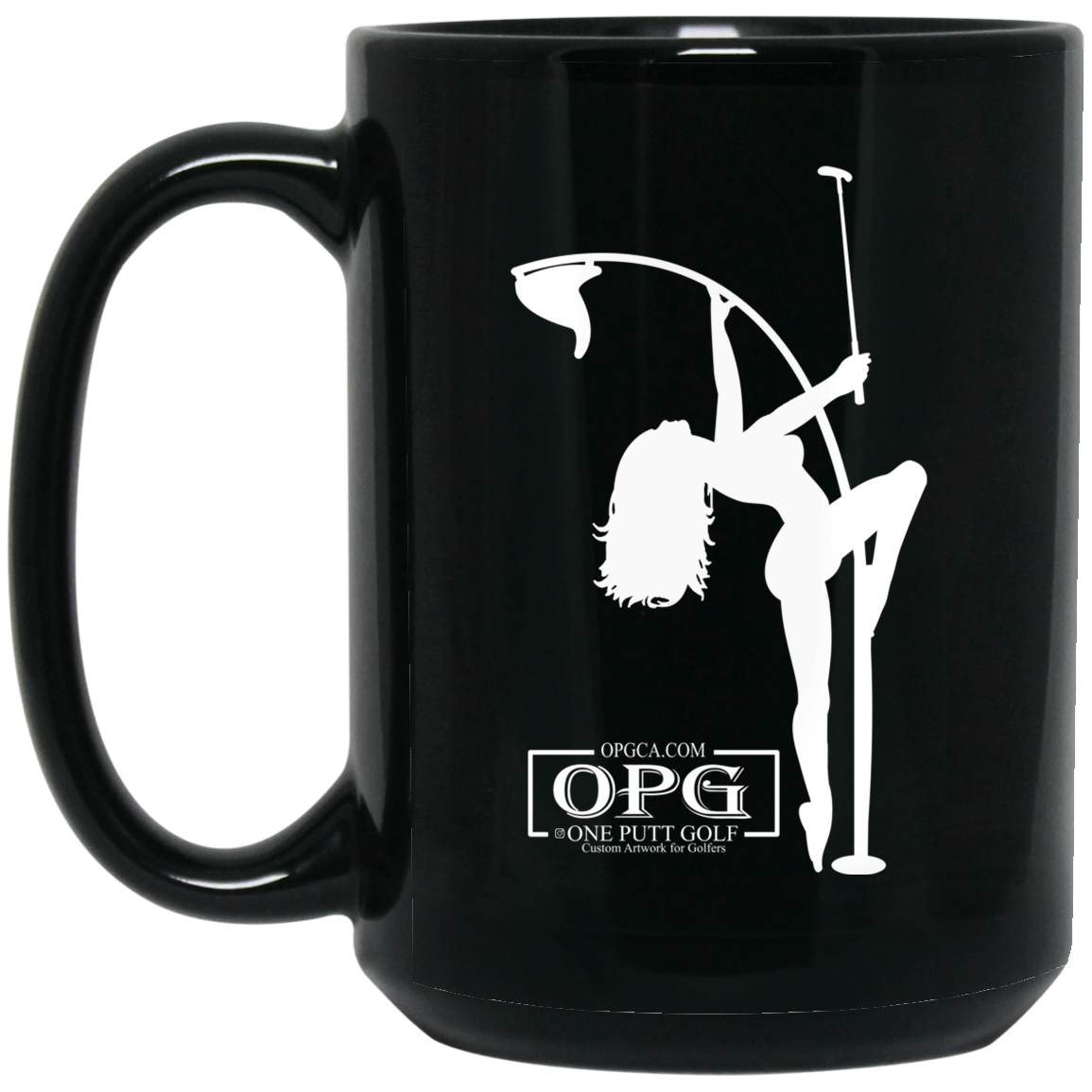 OPG Custom Design #10. Flag Pole Dancer. 15 oz. Black Mug