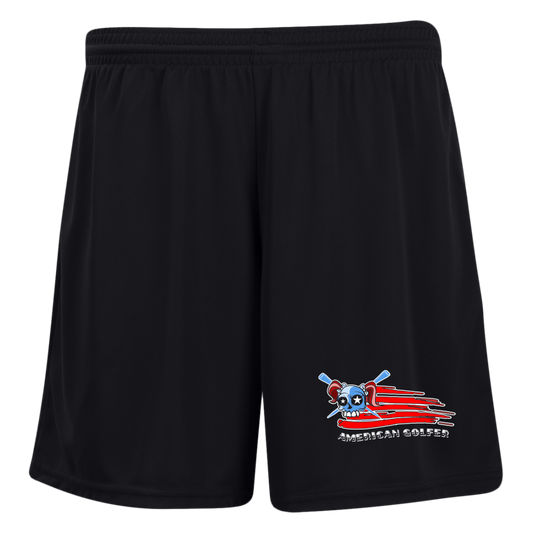 OPG Custom Design #12. American Golfer. Female Edition. Ladies' Moisture-Wicking 7 inch Inseam Training Shorts