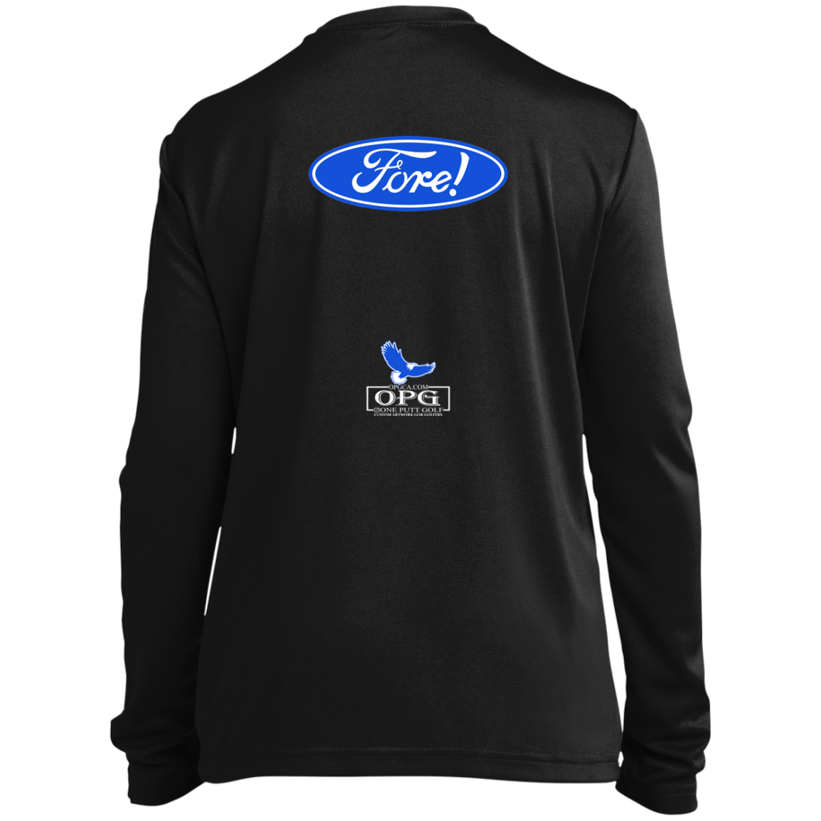 OPG Custom Design #11. Fore! Ford Parody. Youth 100% Polyester Long Sleeve Tee