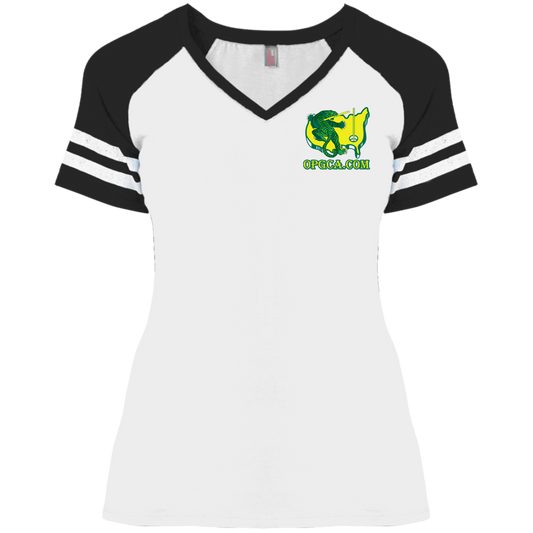 OPG Custom Design #26. Tiger Woods Fan Art. 2019 Master's Champion. Ladies' Game V-Neck T-Shirt