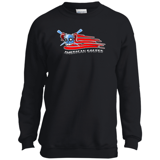 OPG Custom Design #12. American Golfer. Female Edition. Youth Crewneck Sweatshirt