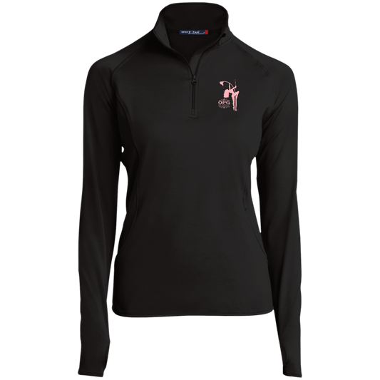 OPG Custom Design #10. Lady on Front / Flag Pole Dancer On Back. Ladies' 1/2 Zip Performance Pullover