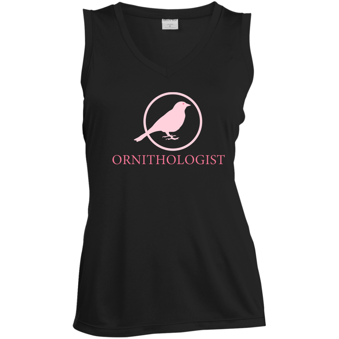 OPG Custom Design # 24. Ornithologist. A person who studies or is an expert on birds. Ladies' Sleeveless V-Neck