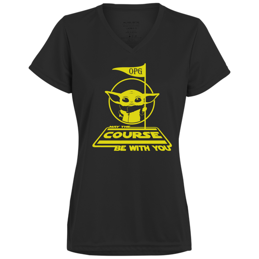 OPG Custom Design #21. May the course be with you. Parody / Fan Art. Ladies’ 100% polyester V-Neck Tee