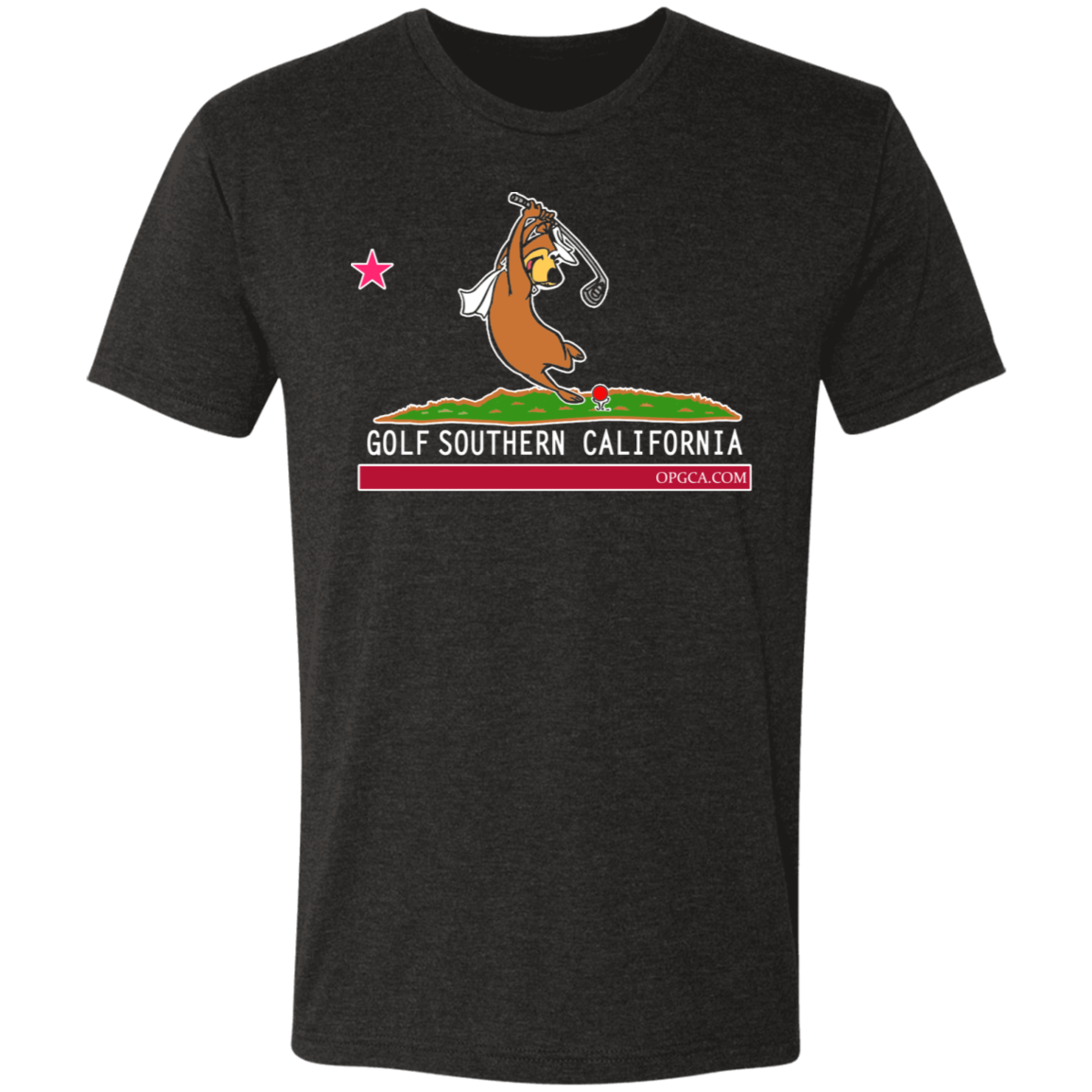 OPG Custom Design #15. Golf Southern California with Yogi Bear Fan Art. Triblend T-Shirt