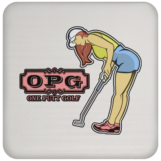 OPG Custom Design #7. One Putt Golf Brand. Female Golfer. Golf. Coaster