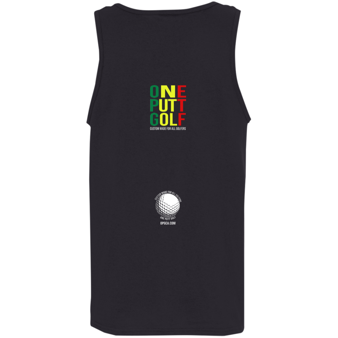 OPG Custom Design #22. One Putt / One Love Parody with Fan Art. Male Edition. 100% Cotton Tank Top