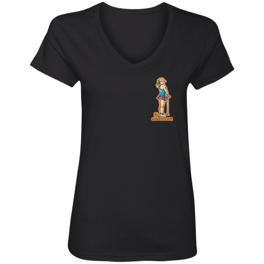 OPG Custom Design 28. Drive it. Chip it. One Putt Golf It. Ladies' V-Neck 100% Ring Spun Cotton T-Shirt