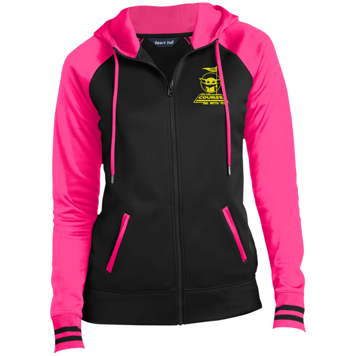 OPG Custom Design #21. May the course be with you. Parody / Fan Art. Ladies' Sport-Wick® Full-Zip Hooded Jacket