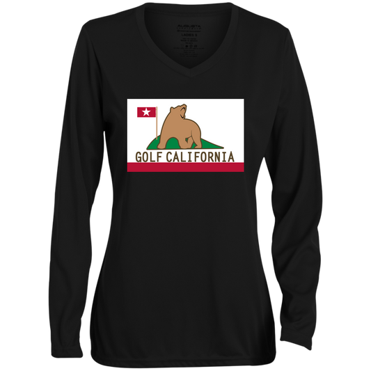 OPG Custom Design #14. Golf California. Ladies' Moisture-Wicking Long Sleeve V-Neck Tee