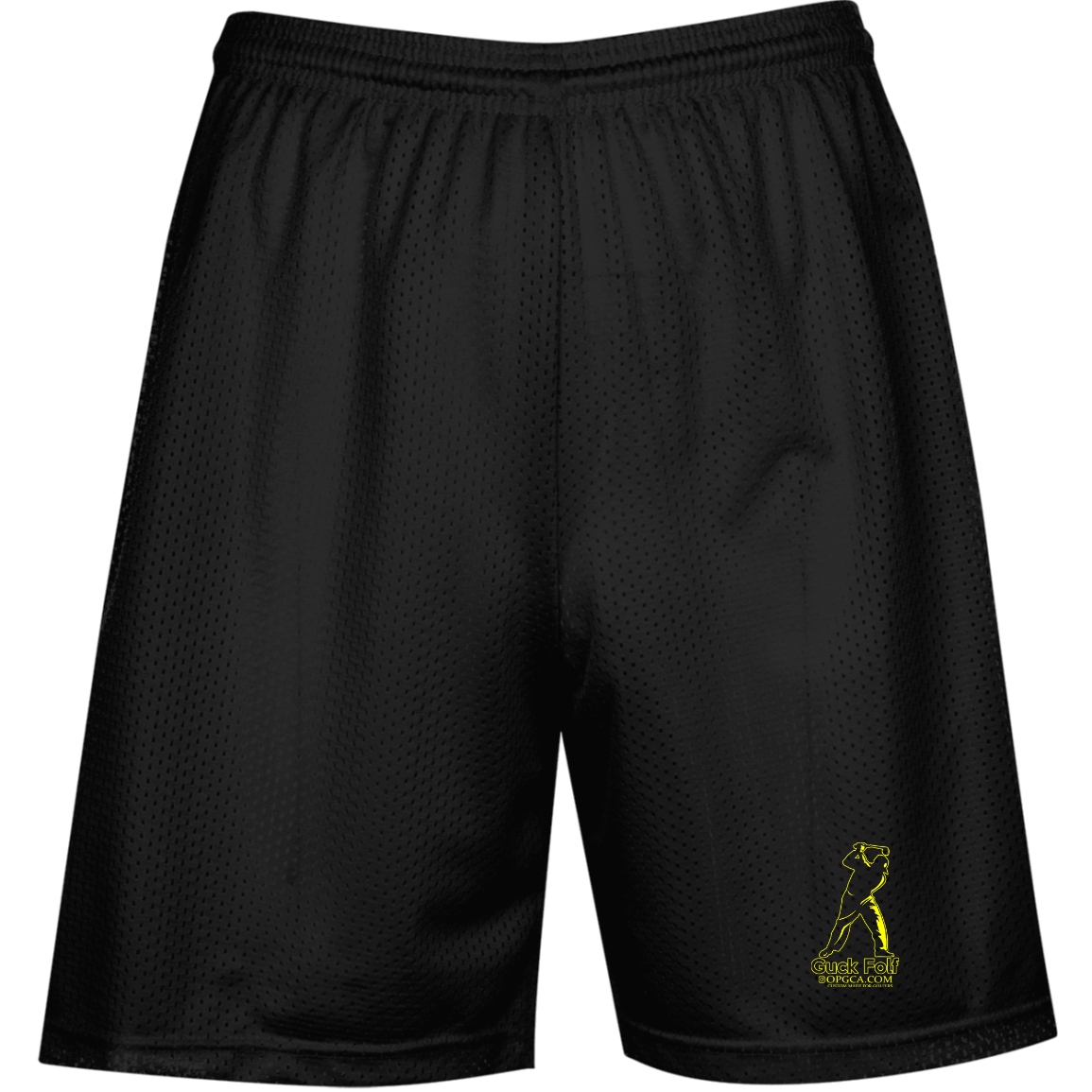 OPG Custom Design #19. GUCK FOLF. Men's Edition. Double layer 100% Polyester Mesh Performance Mesh Shorts