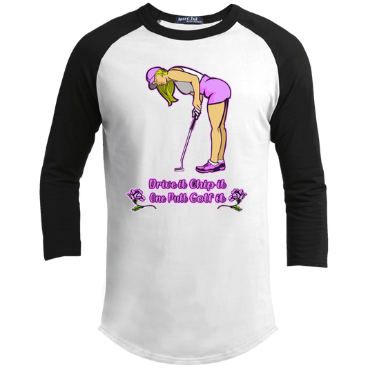 OPG Custom Design #5. Golf Tee-Shirt. Golf Humor. Youth 3/4 Raglan Sleeve Shirt