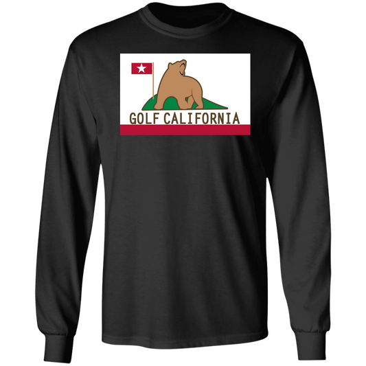 OPG Custom Design #14. Golf California. California State Flag. 100% Cotton Long Sleeve T-Shirt