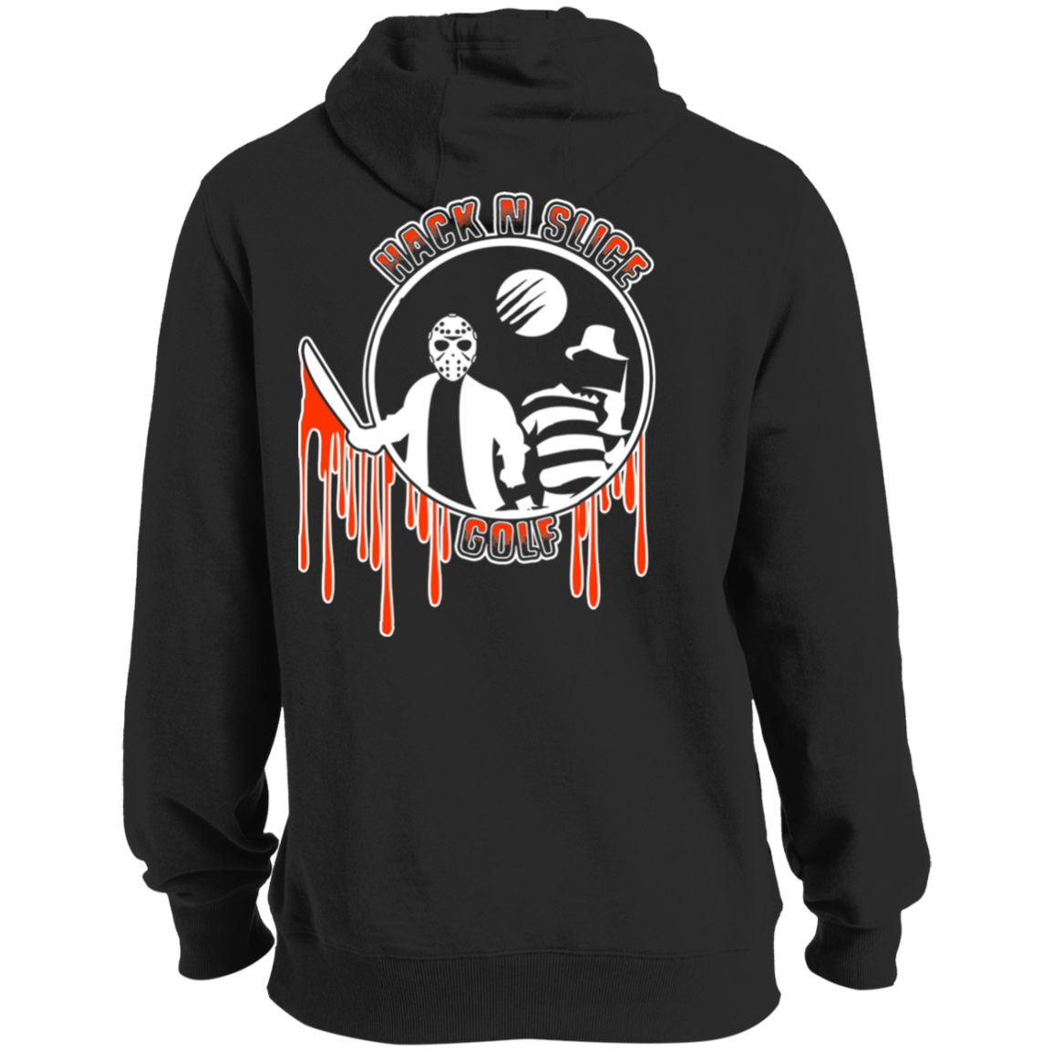 OPG Custom Design #23. Hack N Slice Golf. Freddy and Jason Fan Art. Tall Pullover Hoodie