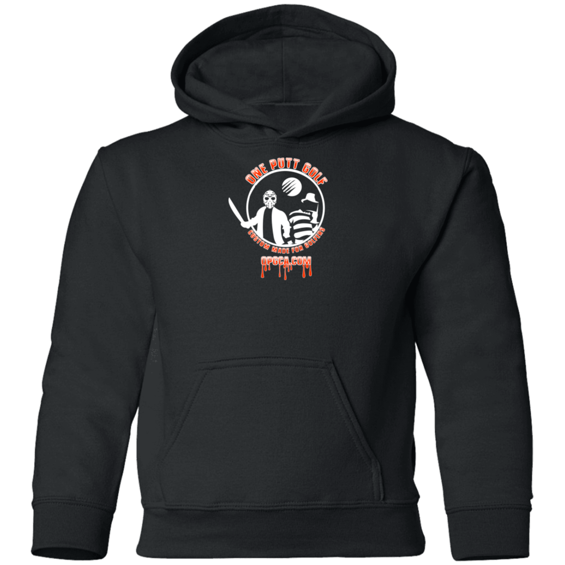 OPG Custom Design #23. Hack N Slice Golf. Freddy and Jason Fan Art. Youth Pullover Hoodie