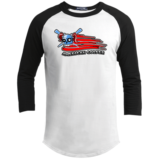 OPG Custom Design #12. American Golfer. Female Edition. Youth 3/4 Raglan Sleeve Shirt