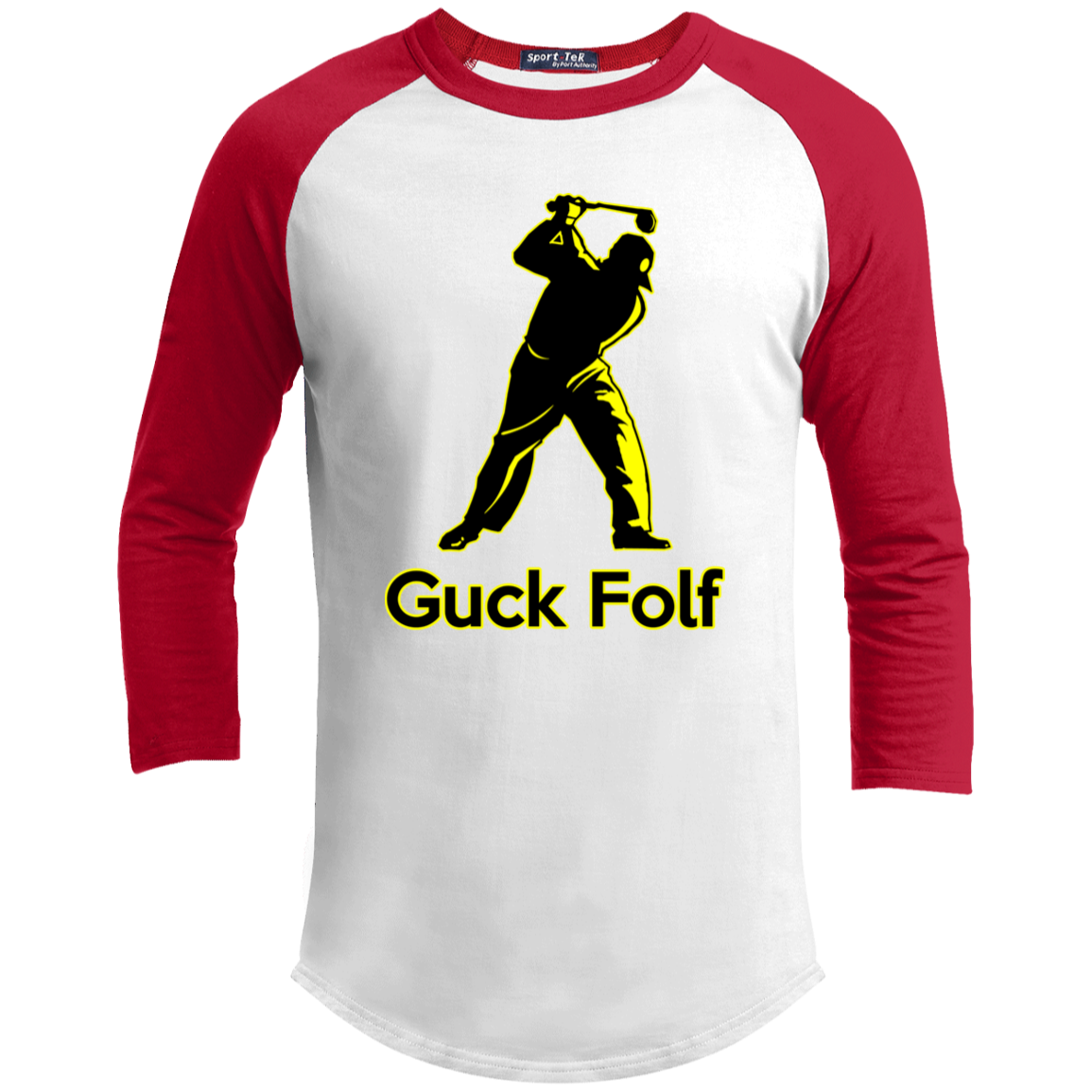 OPG Custom Design #19. GUCK FOLF. Men's Edition. Youth 3/4 Raglan Sleeve Shirt