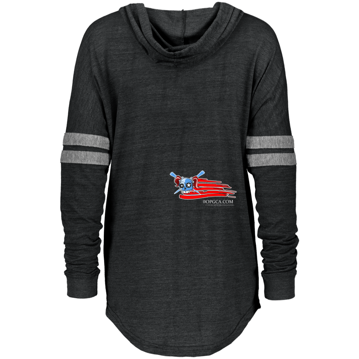 OPG Custom Design #12. American Golfer. Female Edition. Ladies Hooded Low Key Pullover