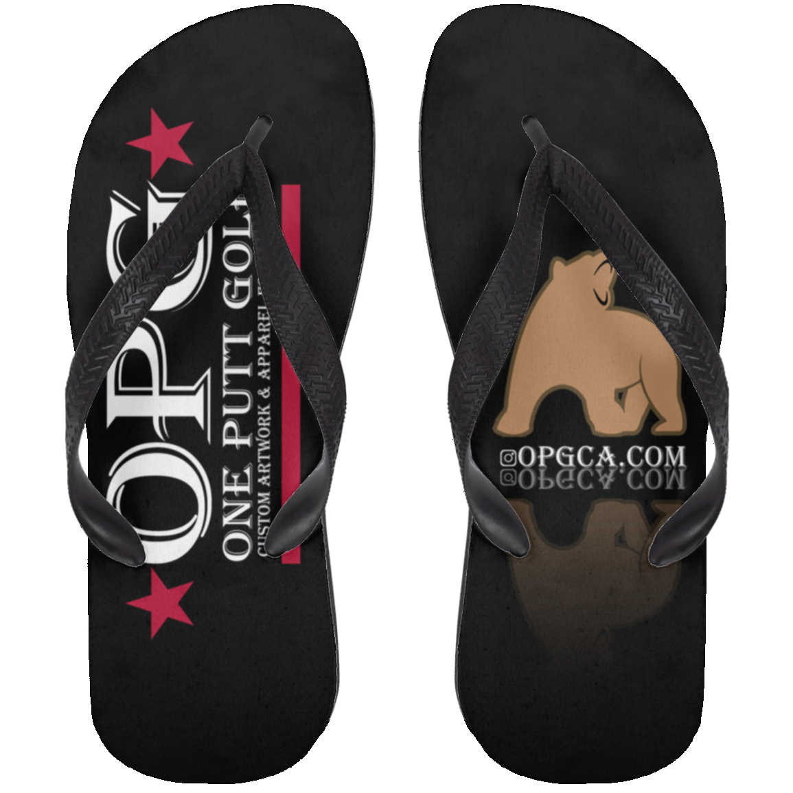 OPG Custom Design #14. Golf California. Adult Flip Flops