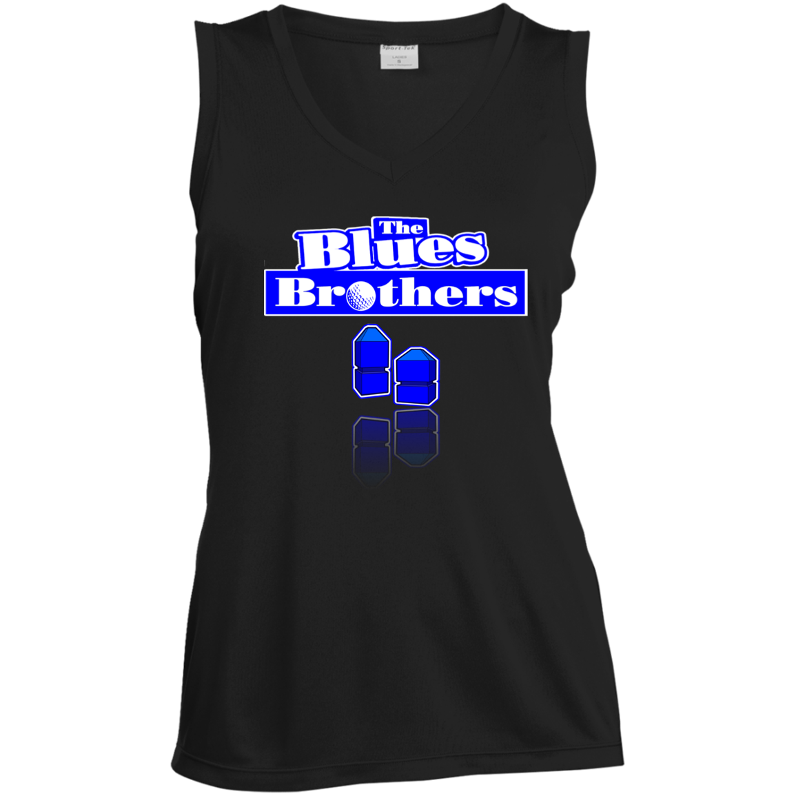 OPG Custom Design #3. Blue Tees Blues Brothers Fan Art. Ladies' Sleeveless V-Neck