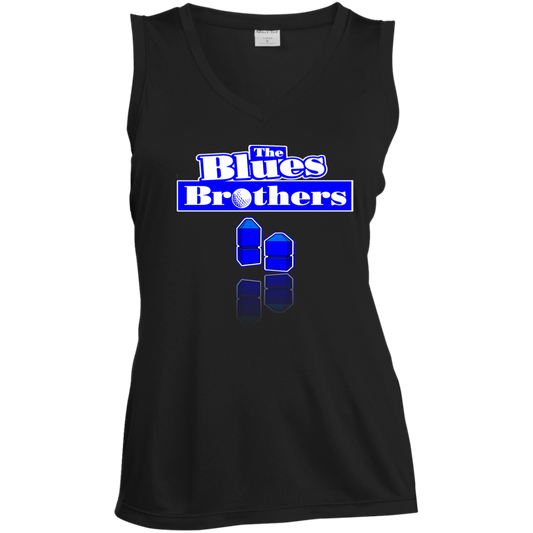 OPG Custom Design #3. Blue Tees Blues Brothers Fan Art. Ladies' Sleeveless V-Neck