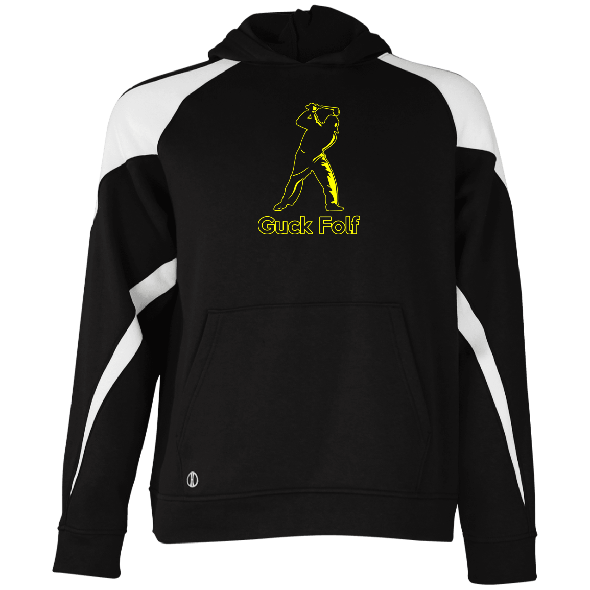 OPG Custom Design #19. GUCK FOLF. Men's Edition. Youth Athletic Colorblock Fleece Hoodie