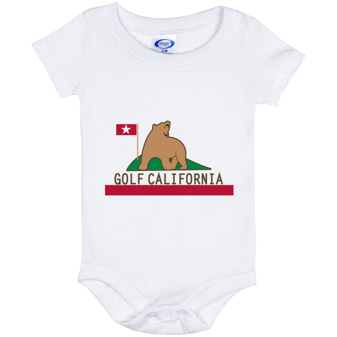 OPG Custom Design #14. Golf California. California State Flag. Baby Onesie 6 Month