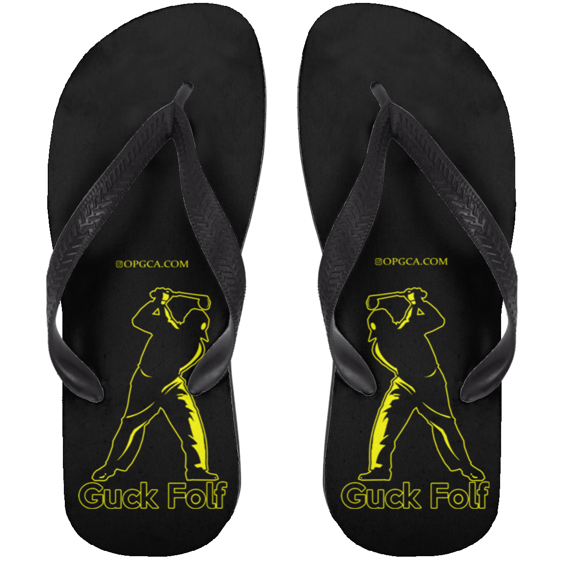 OPG Custom Design #19. GUCK FOLF! Men's Edition. Adult Flip Flops