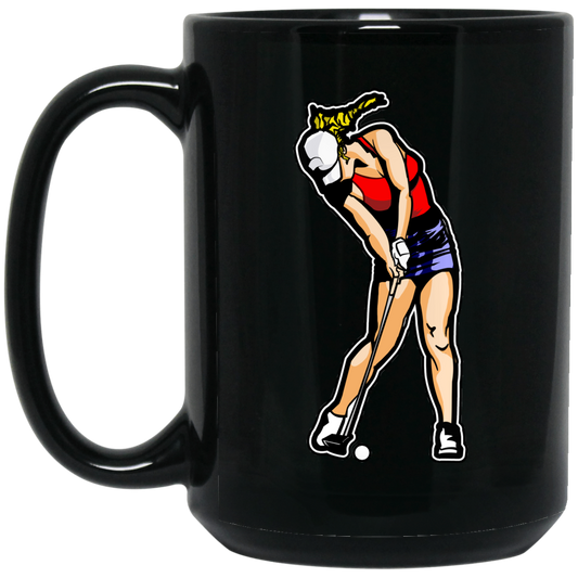 OPG Custom Design #3. Drive like a girl. Golf. 15 oz. Black Mug