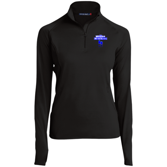 OPG Custom Design #3. Blue Tees Blues Brothers Fan Art. Ladies' 1/2 Zip Performance Pullover