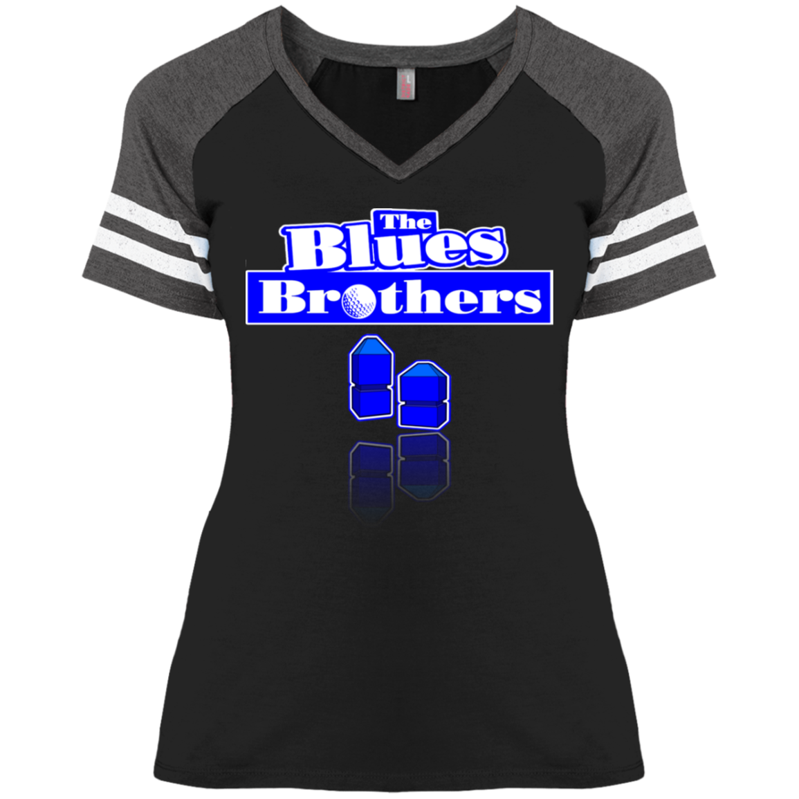 OPG Custom Design #3. Blue Tees Blues Brothers Fan Art. Ladies' Game V-Neck T-Shirt