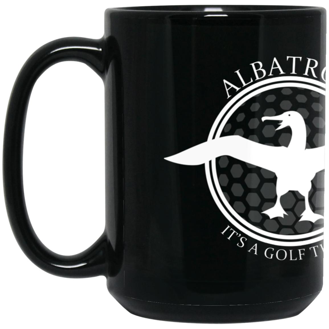 OPG Custom Artwork #1. Albatross. It's a golf thing. 15 oz. Black Mug