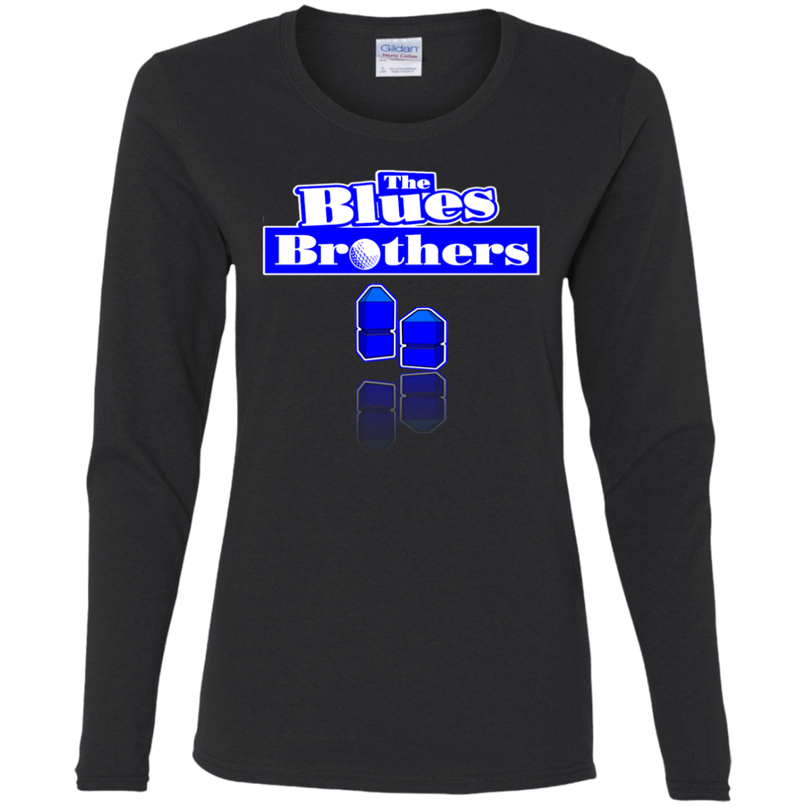 OPG Custom Design #3. Blue Tees Blues Brothers Fan Art. Ladies' Cotton LS T-Shirt