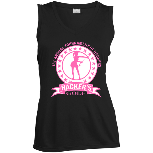 ZZZ#20 OPG Custom Design. 1st Annual Hackers Golf Tournament. Ladies Edition. Ladies' Sleeveless V-Neck