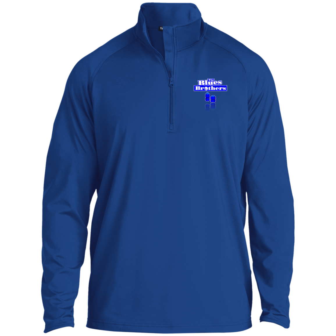 OPG Custom Design #3. Blue Tees Blues Brothers Fan Art. 1/2 Zip Raglan Performance Pullover